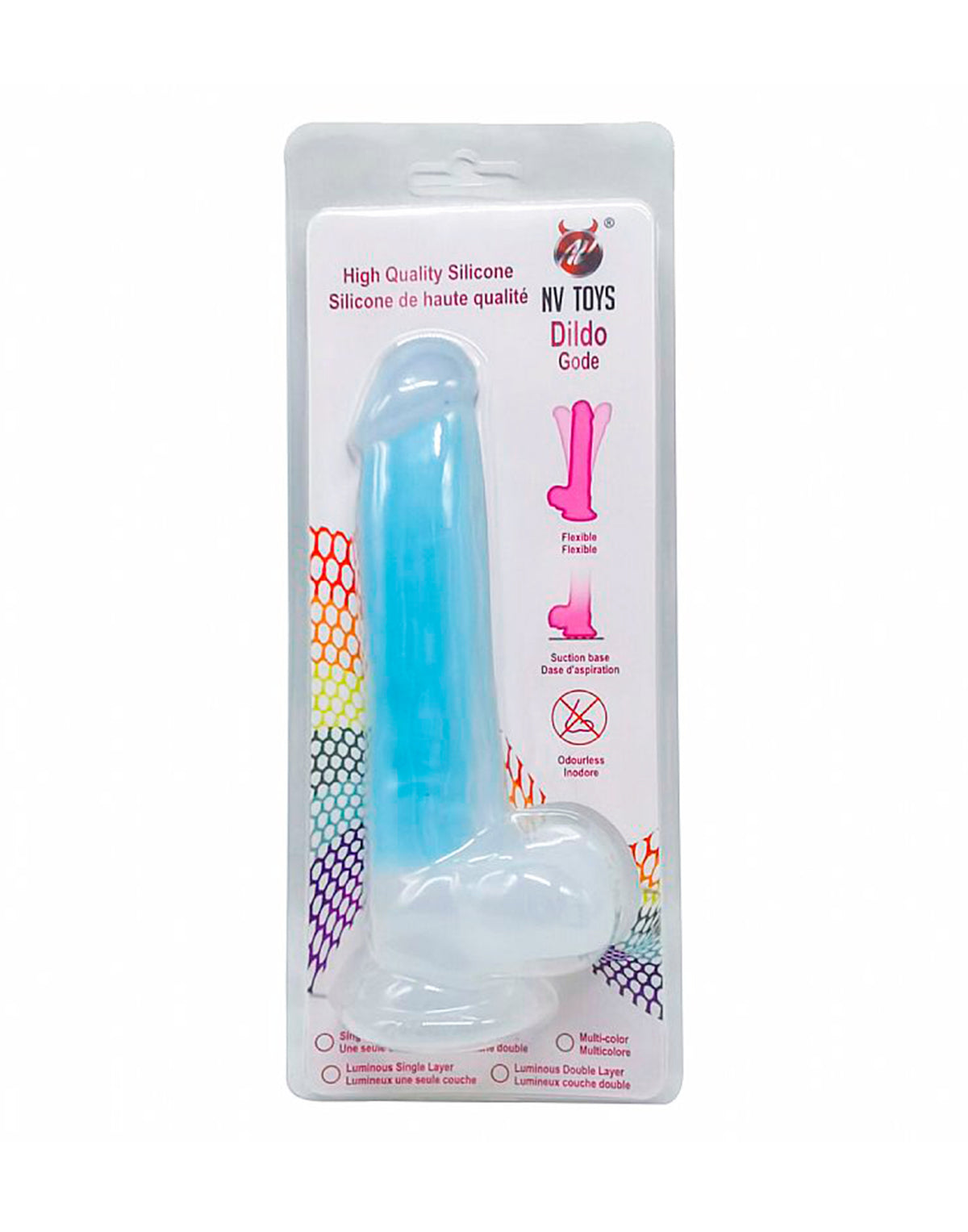 Prótese com Ventosa Florescente Azul em azul – Doce Malícia