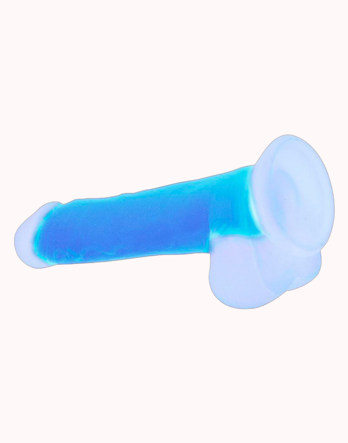 Prótese com Ventosa Florescente Azul – Dildo Gode Dark 19,0 X 3,5 cm – Doce Malícia