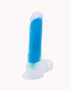 Prótese com Ventosa Florescente Azul – Dildo Gode Dark 19,0 X 3,5 cm – Doce Malícia