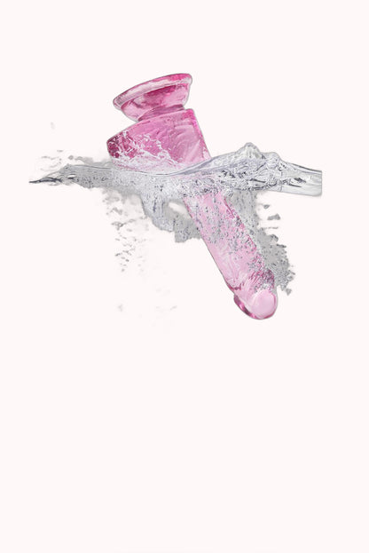 Dildo Realístico com Escroto Transparente – 20,5×3,8CM – Doce Malícia