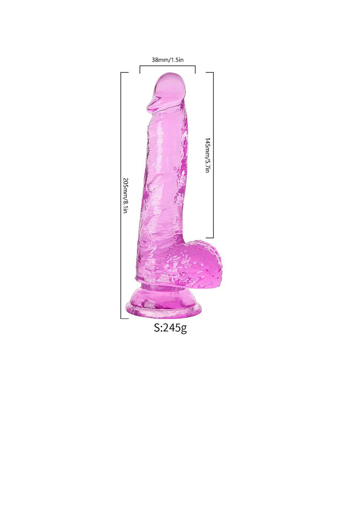 Dildo Realístico com Escroto Transparente em roxo – Doce Malícia