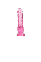 Dildo Realístico com Escroto Transparente em roxo – Doce Malícia