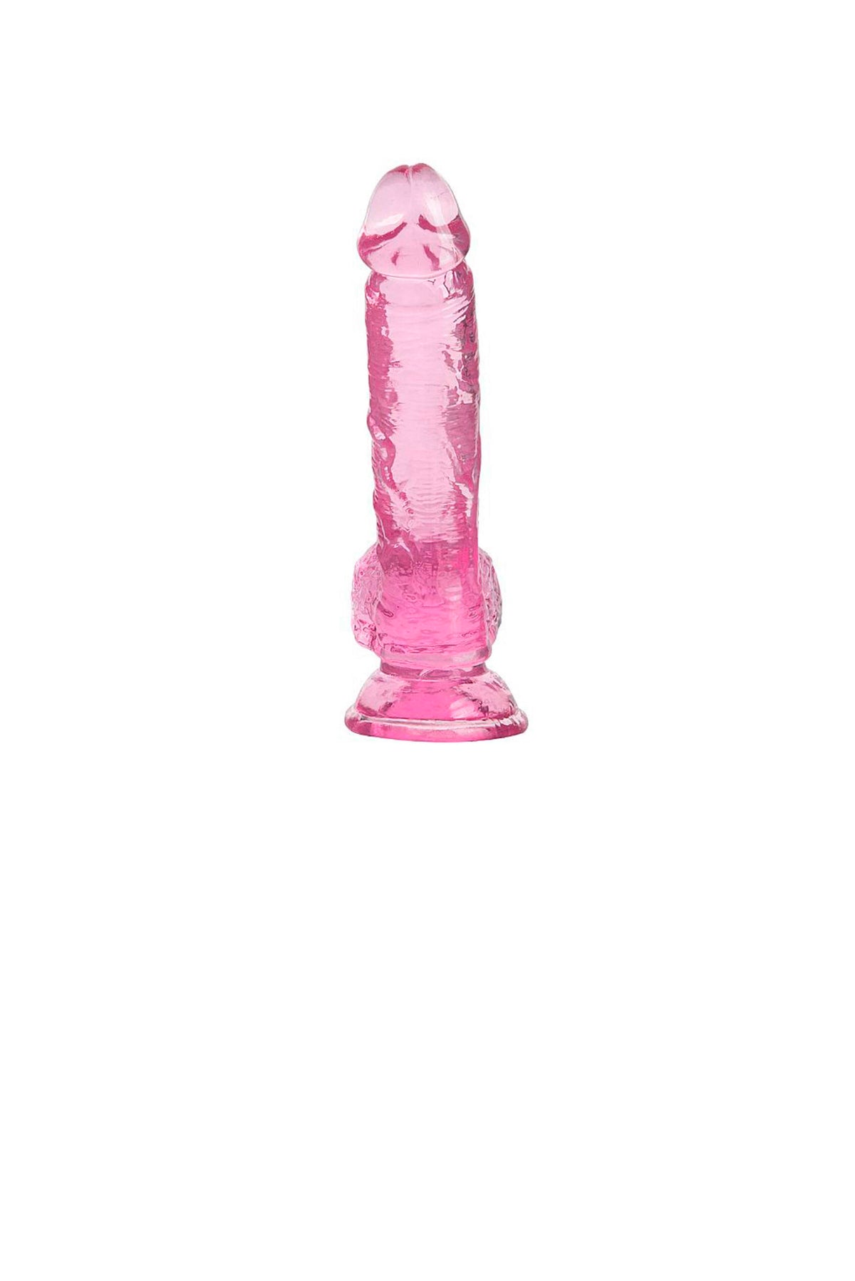 Dildo Realístico com Escroto Transparente em roxo – Doce Malícia