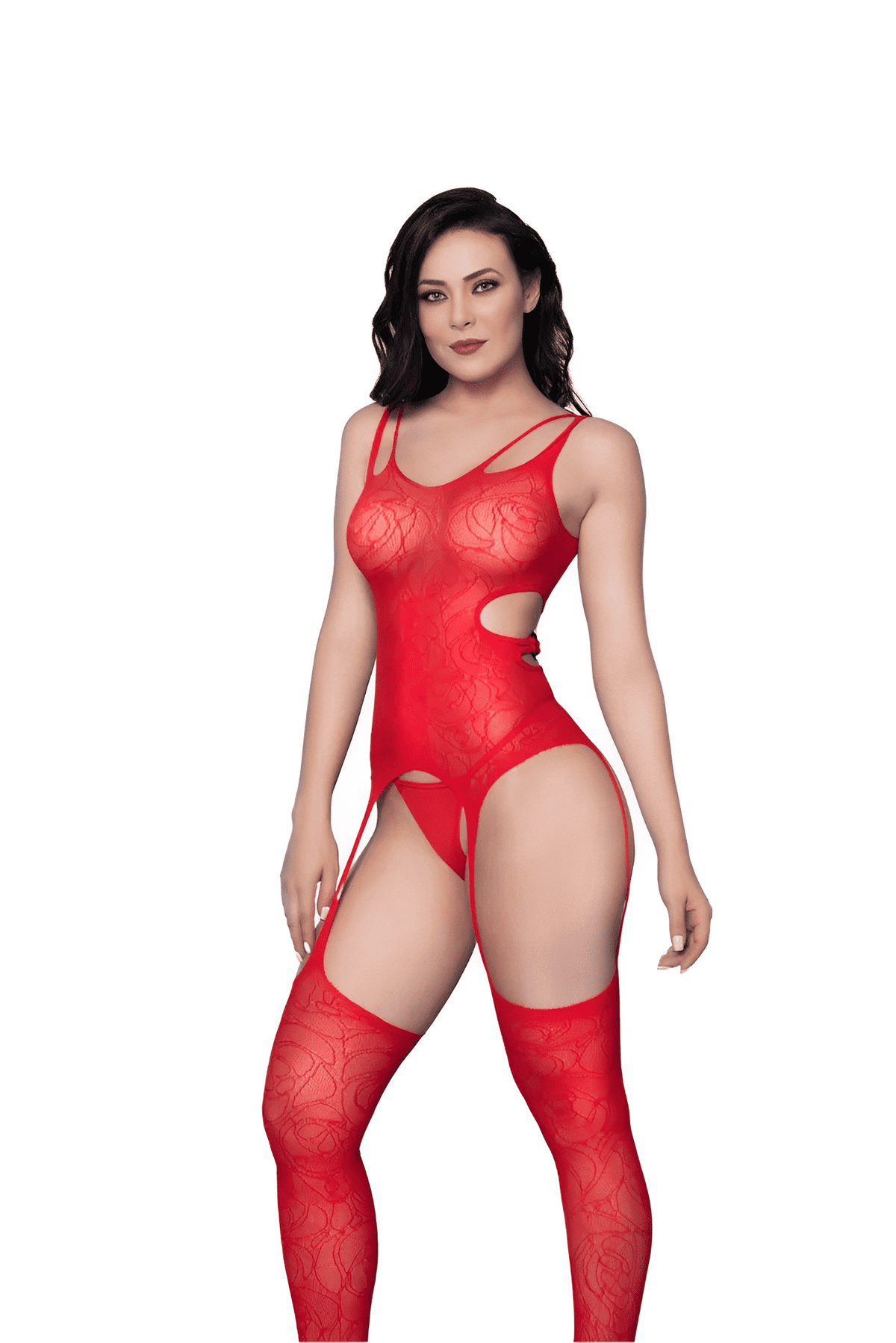 Espartilho Vermelho Bodystocking em Quantidade – Doce Malícia