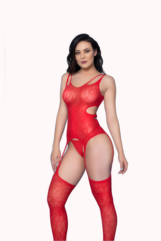 Espartilho Vermelho Bodystocking – Doce Malícia
