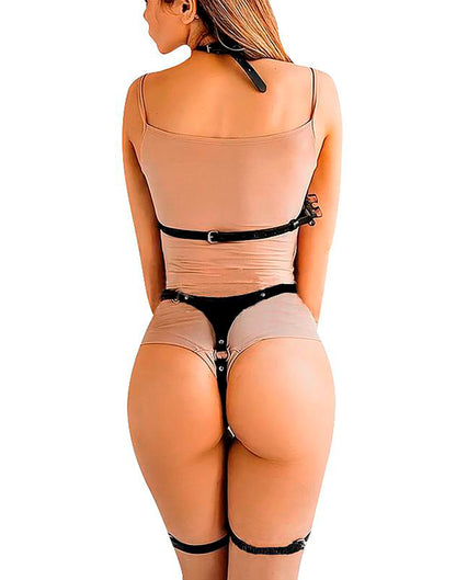 Fetiche Harness Conjunto com Cinta em Preto – Doce Malícia