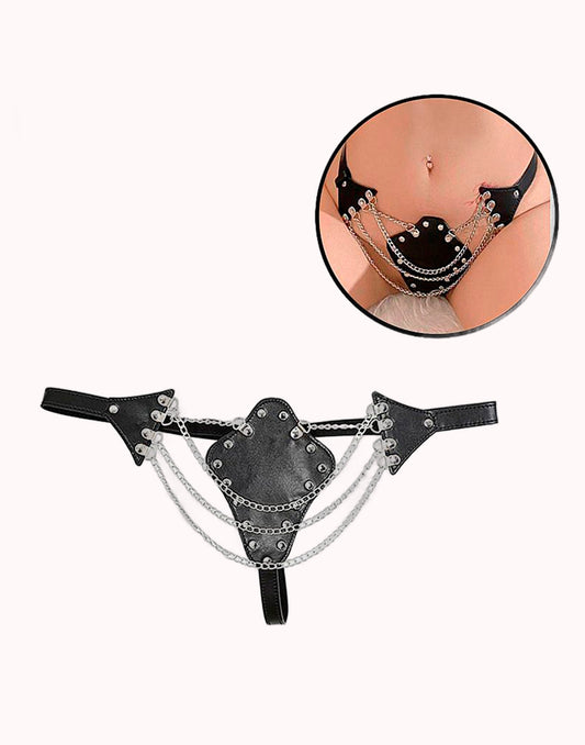 Fetiche Harness Calcinha Ajustável com Corrente Preto – Doce Malícia