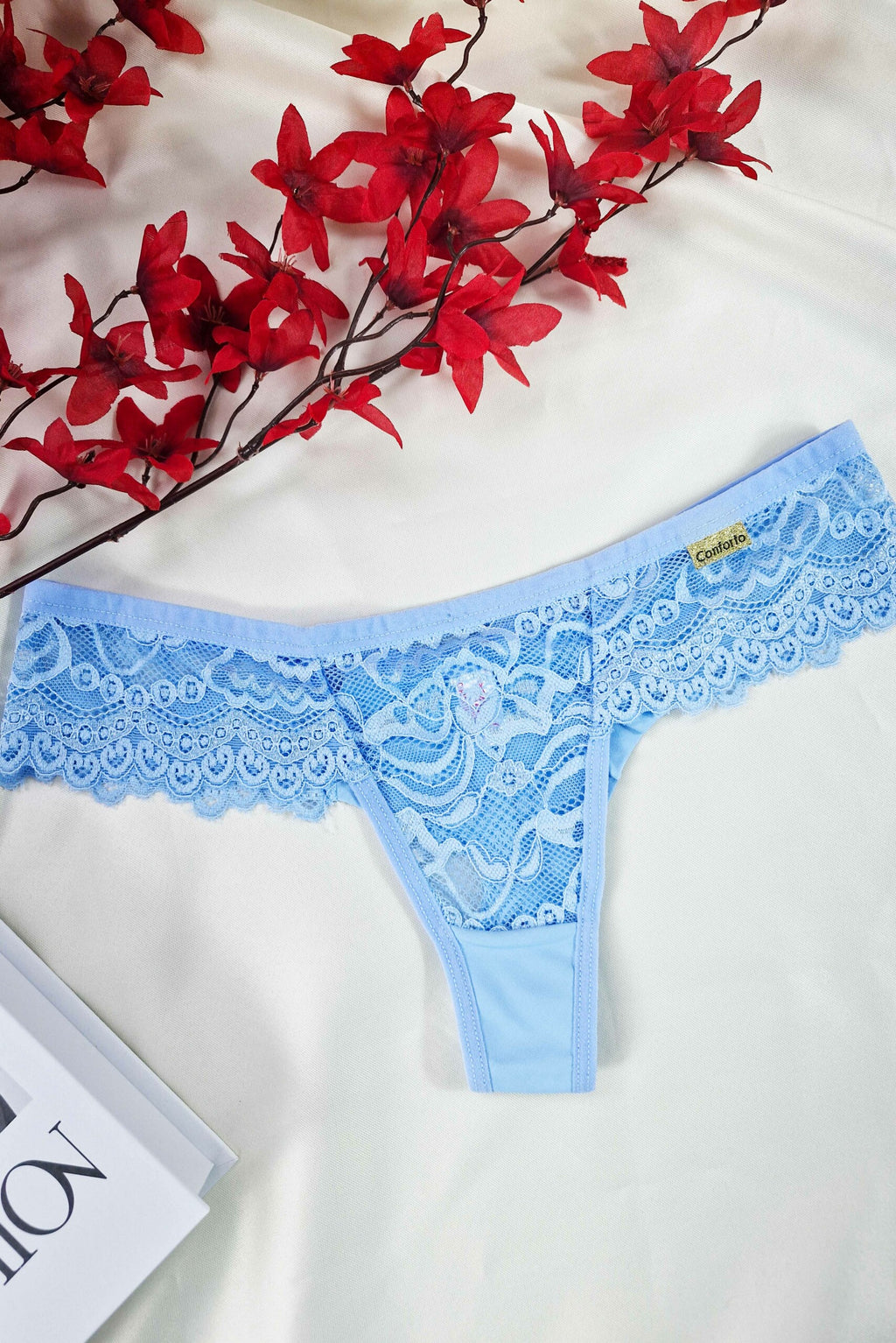 Fio Duplo em Microfibra e Renda em Azul Royal – Doce Malícia