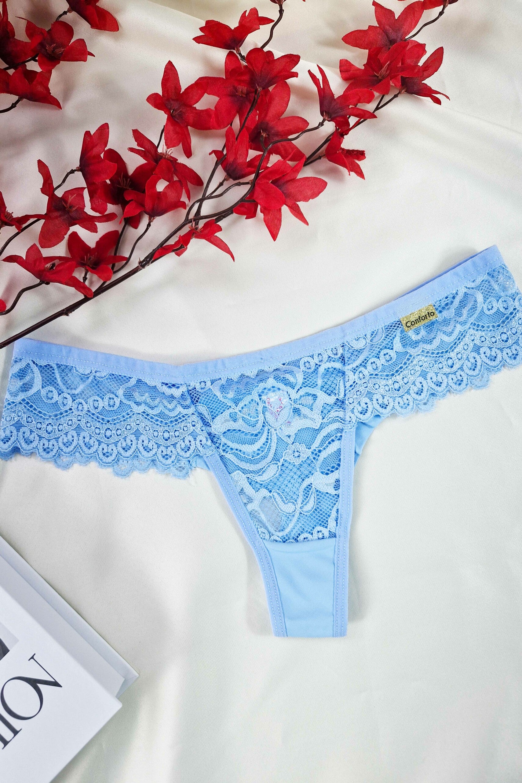Fio Duplo em Microfibra e Renda em Azul Royal – Doce Malícia