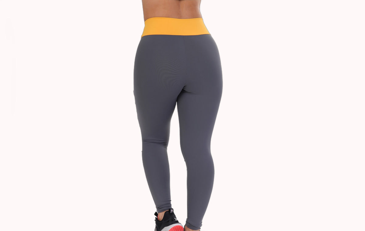 Calça Legging Recorte com Cós Laranja