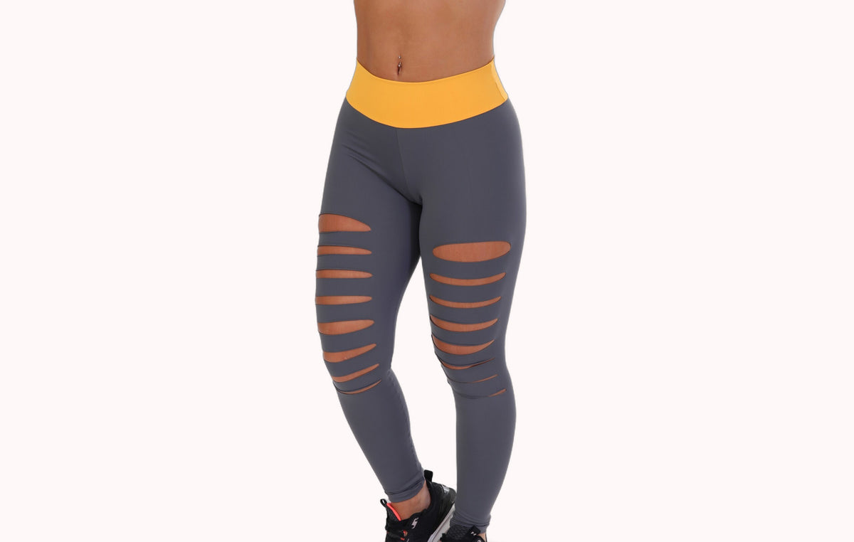 Calça Legging Recorte com Cós Laranja