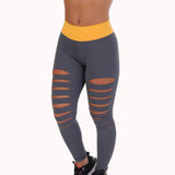 Calça Legging recorte com cós laranja – Doce Malícia