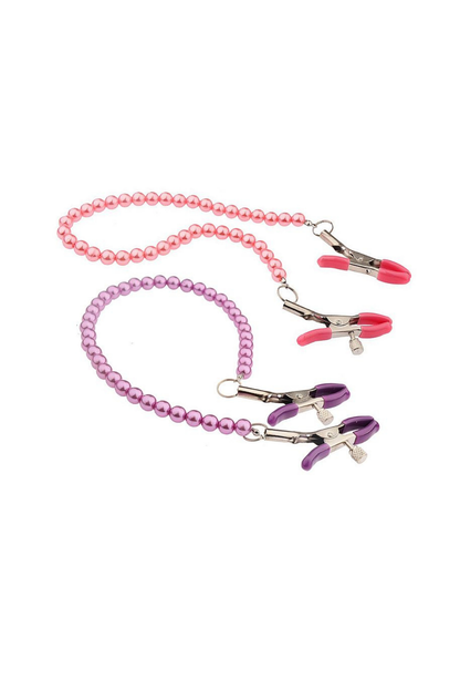 Grampos para Seios c/ Pérolas em rosa – Doce Malícia