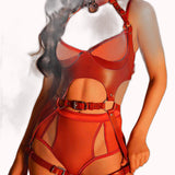 Harness Corporal em Couro com Cinta Liga 3 – Doce Malícia