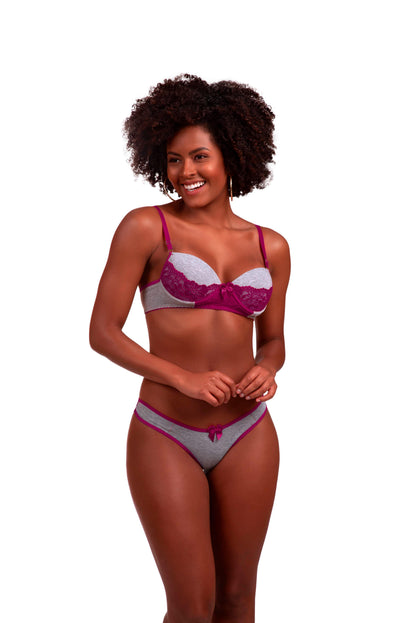 Conjunto com detalhe em renda em azul – Doce Malícia