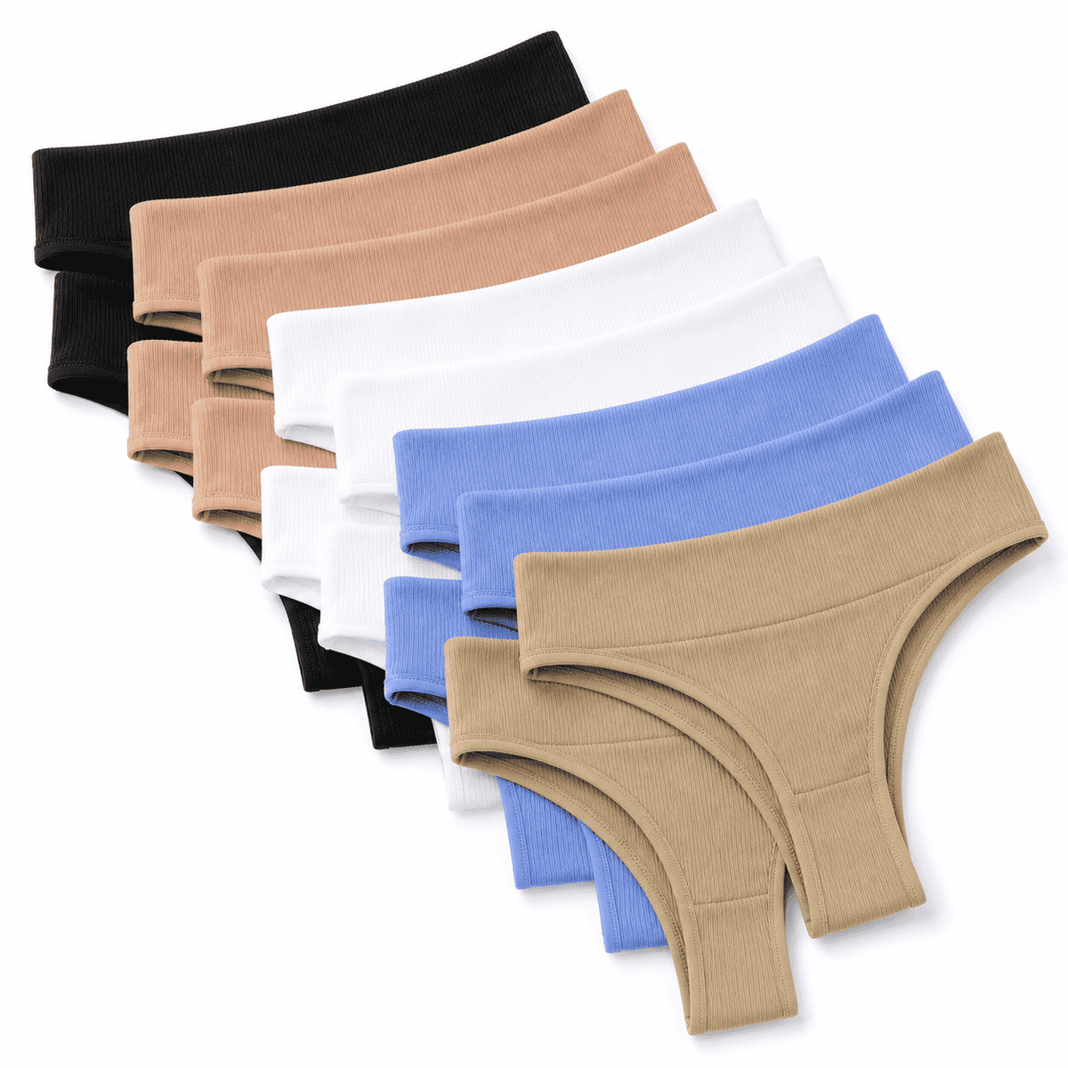 Kit 10 Calcinhas de Algodão Tanga Feminina Canelada Conforto