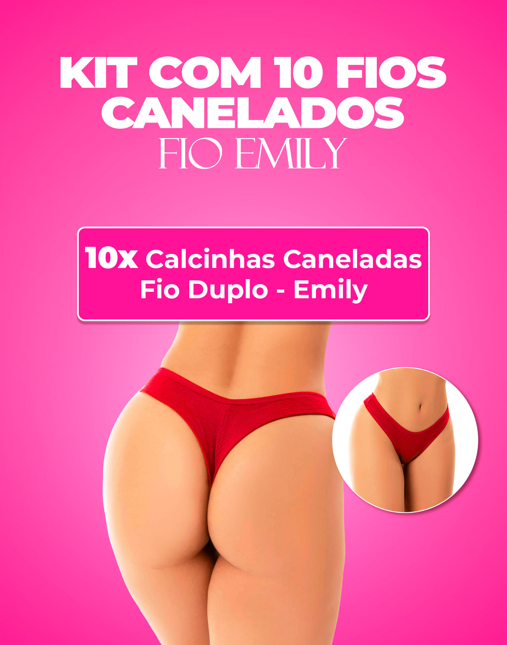 Kit 10 Calcinhas Canelada Fio Duplo em cores-variadas – Doce Malícia