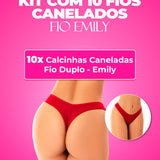 Kit 10 Calcinhas Canelada Fio Duplo – Doce Malícia