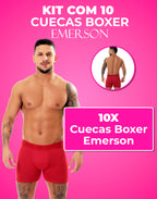 Kit 10 Cuecas Boxer Emerson em cores-variadas – Doce Malícia