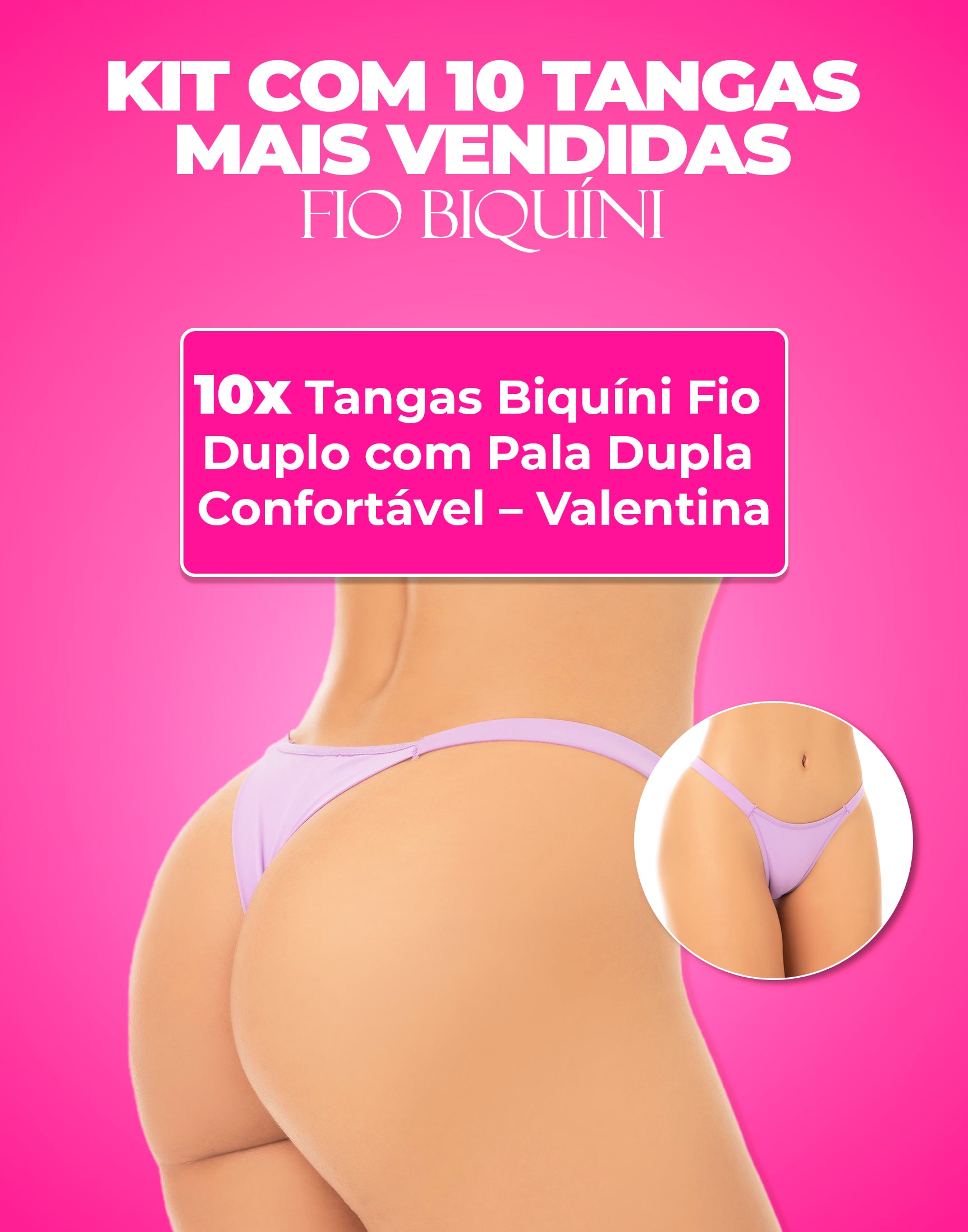 Kit 10 Tangas Biquíni Fio em cores-variadas – Doce Malícia