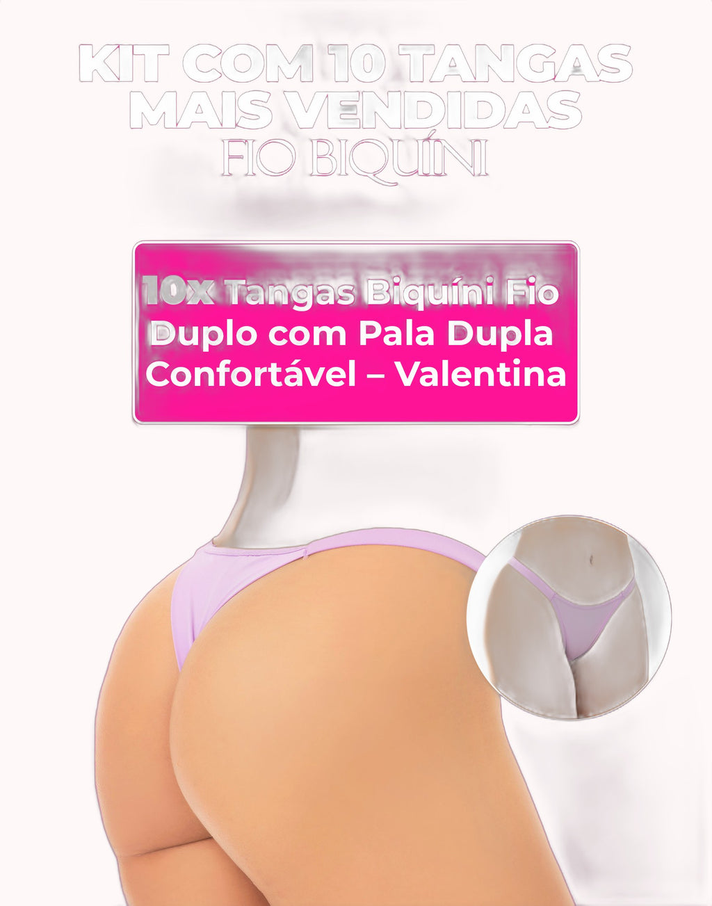 Kit 10 Tangas Biquíni Fio Duplo com Pala Dupla Confortável – Doce Malícia
