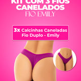 Kit 3 Calcinhas Canelada Fio Duplo – Doce Malícia
