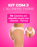 Kit 3 Calcinhas em algodão em cores-variadas – Doce Malícia