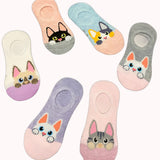 Kit de 3 Meias Invisíveis Feminina com Estampa de Gatinho – Doce Malícia