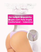 Kit 3 Tanga Biquíni Fio Duplo com Pala Dupla Confortável – Doce Malícia