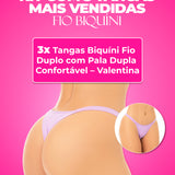 Kit 3 Tanga Biquíni Fio Duplo com Pala Dupla Confortável – Doce Malícia