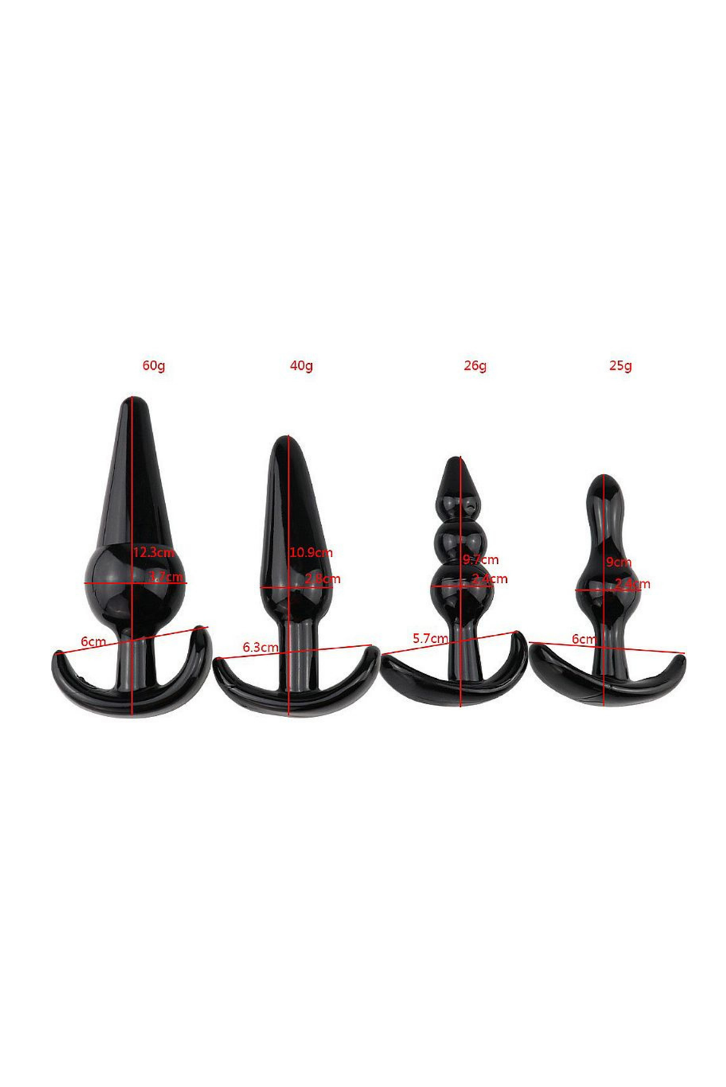 Kit com 4 Plug Anal em Preto – Doce Malícia