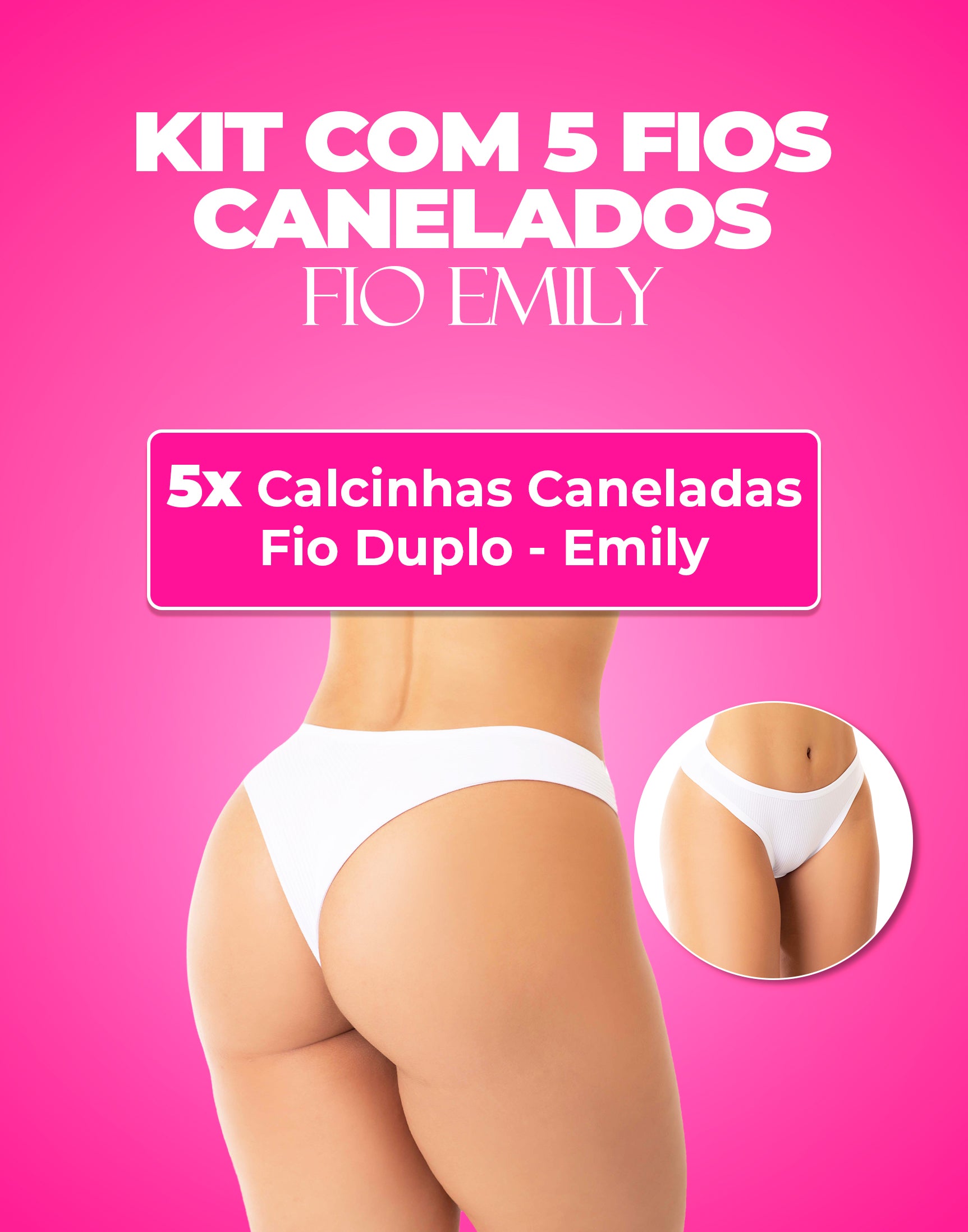 Kit 5 Calcinhas Canelada Fio Duplo em cores-variadas – Doce Malícia