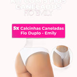 Kit 5 Calcinhas Canelada Fio Duplo – Doce Malícia