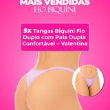 Kit 5 Tangas Biquíni Fio Duplo com Pala Dupla Confortável – Doce Malícia