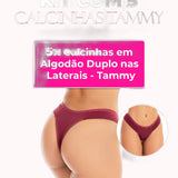 Kit 5 Calcinhas em algodão duplo nas laterais – Doce Malícia