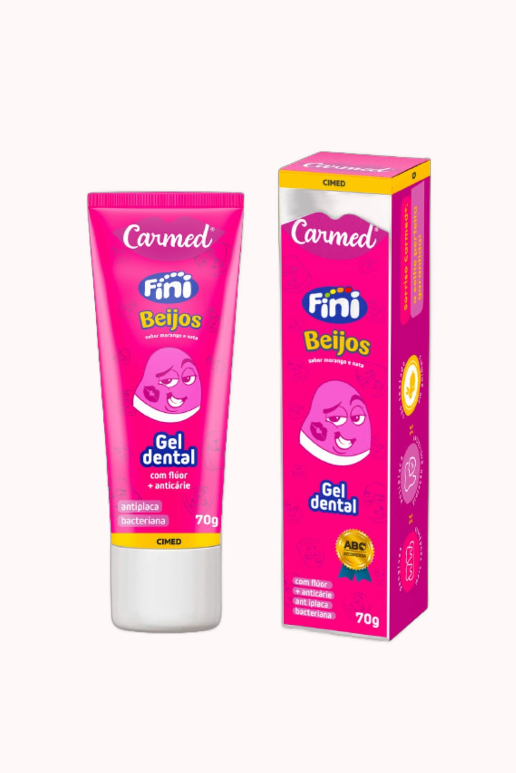 Kit Carmed Oral Care Gel Dental Fini Beijos 70g + Dentadura 70g + Minhocas Azedinhas 70g – Doce Malícia