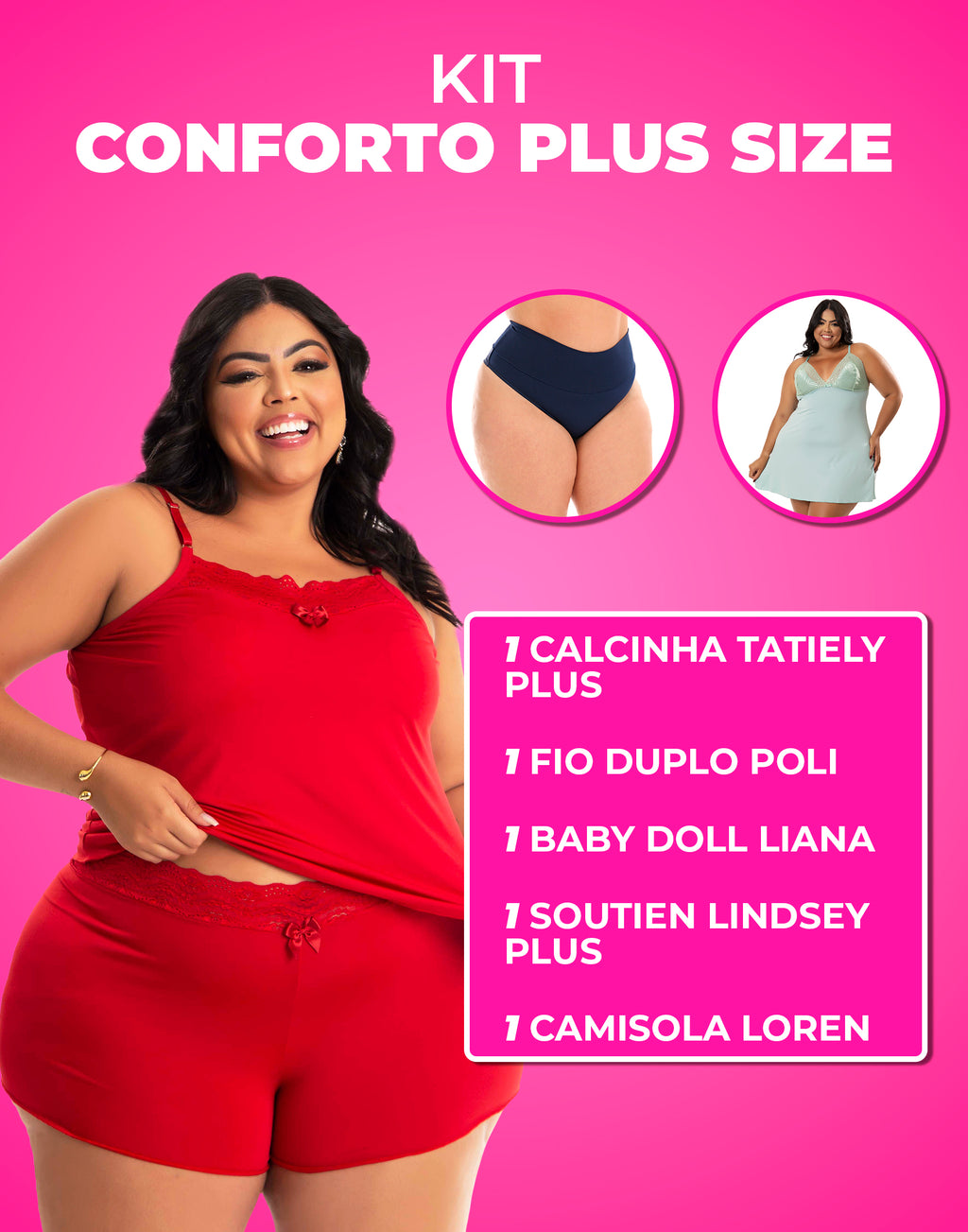 Kit Conforto Plus Size – em cores-variadas – Doce Malícia