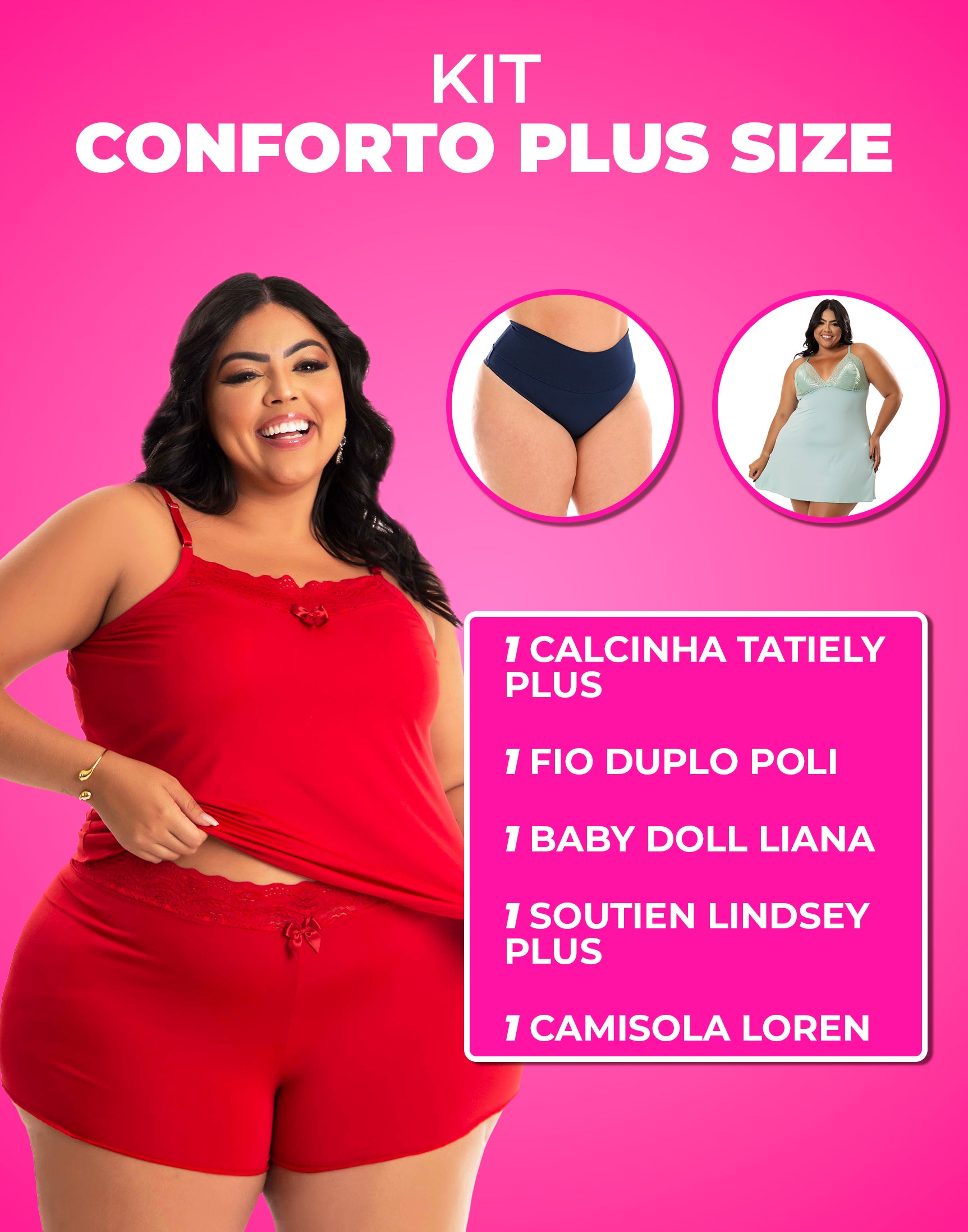 Kit Conforto Plus Size – em cores-variadas – Doce Malícia