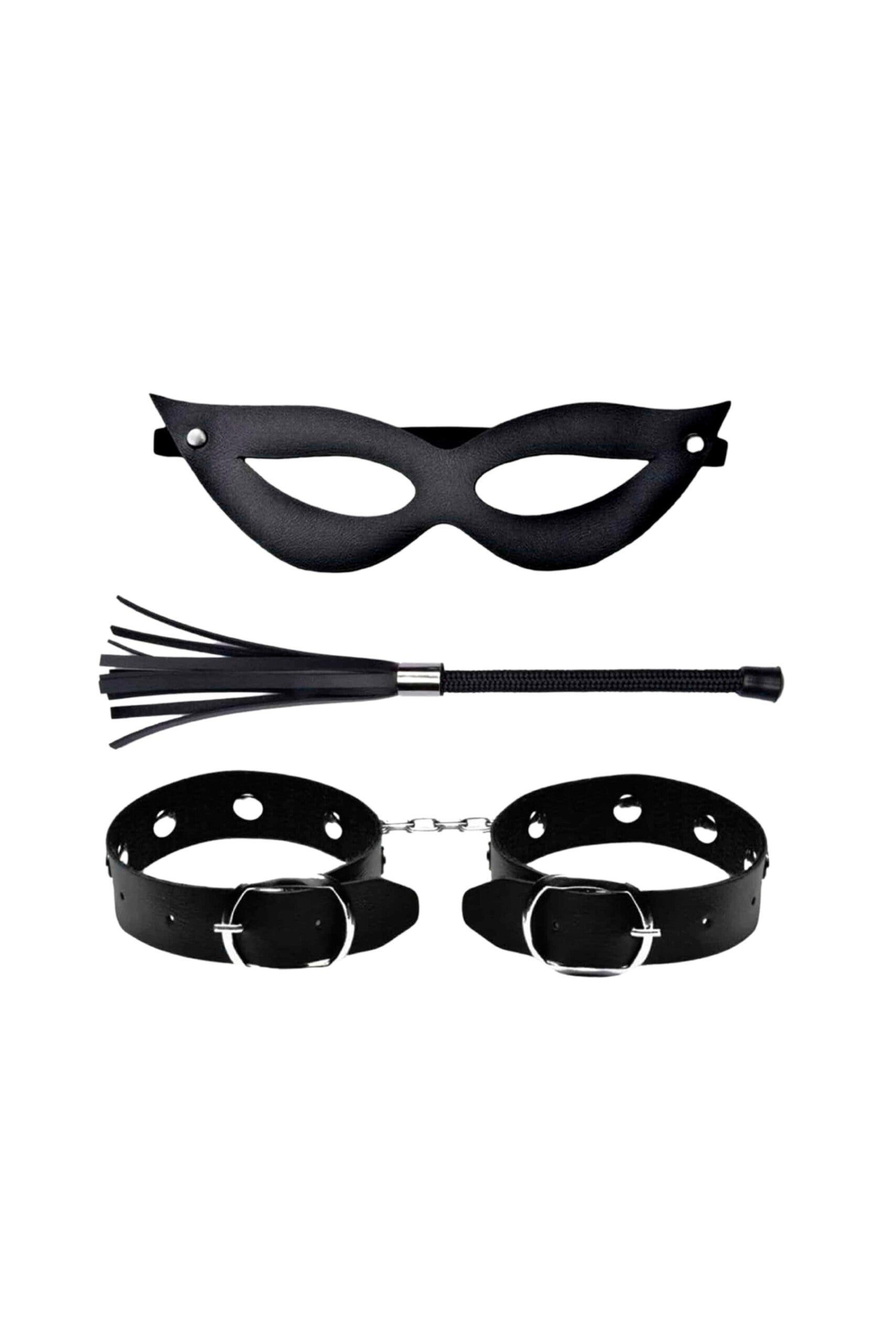 Kit Dominatrix: Chicote, Algema e Máscara em Quantidade – Doce Malícia