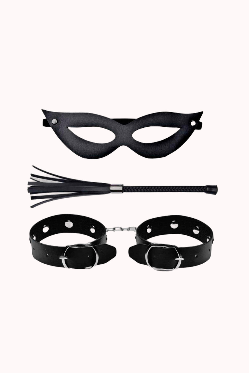Kit Dominatrix: Chicote, Algema e Máscara – Doce Malícia