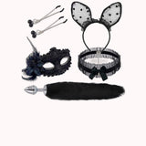 Kit Fetiche Raposa Sexy – Plug Anal com Rabo, Tiara, Grampos de Mamilos e Gargantilha com Máscara – Doce Malícia
