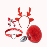 Kit Fetiche Rena – Plug Anal com Rabo, Tiara, Grampos de Mamilos e Gargantilha – Doce Malícia