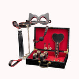 Kit de Luxo Maleta Sado Vermelha – Algemas, Tornozeleiras com Corrente, Venda e Chicote – Doce Malícia