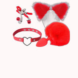 Kit Fetiche Pelúcia – Plug Anal em Silicone, Tiara, Grampos de Mamilos em Metal e Gargantilha – Doce Malícia