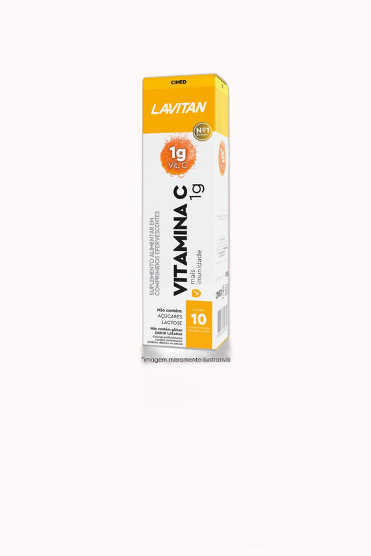 Lavitan Vitamina C 1g – Sabor Laranja 10 Comprimidos Efervescentes – Doce Malícia