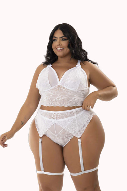 Lingerie Com Cinta Liga Plus Size – Doce Malícia