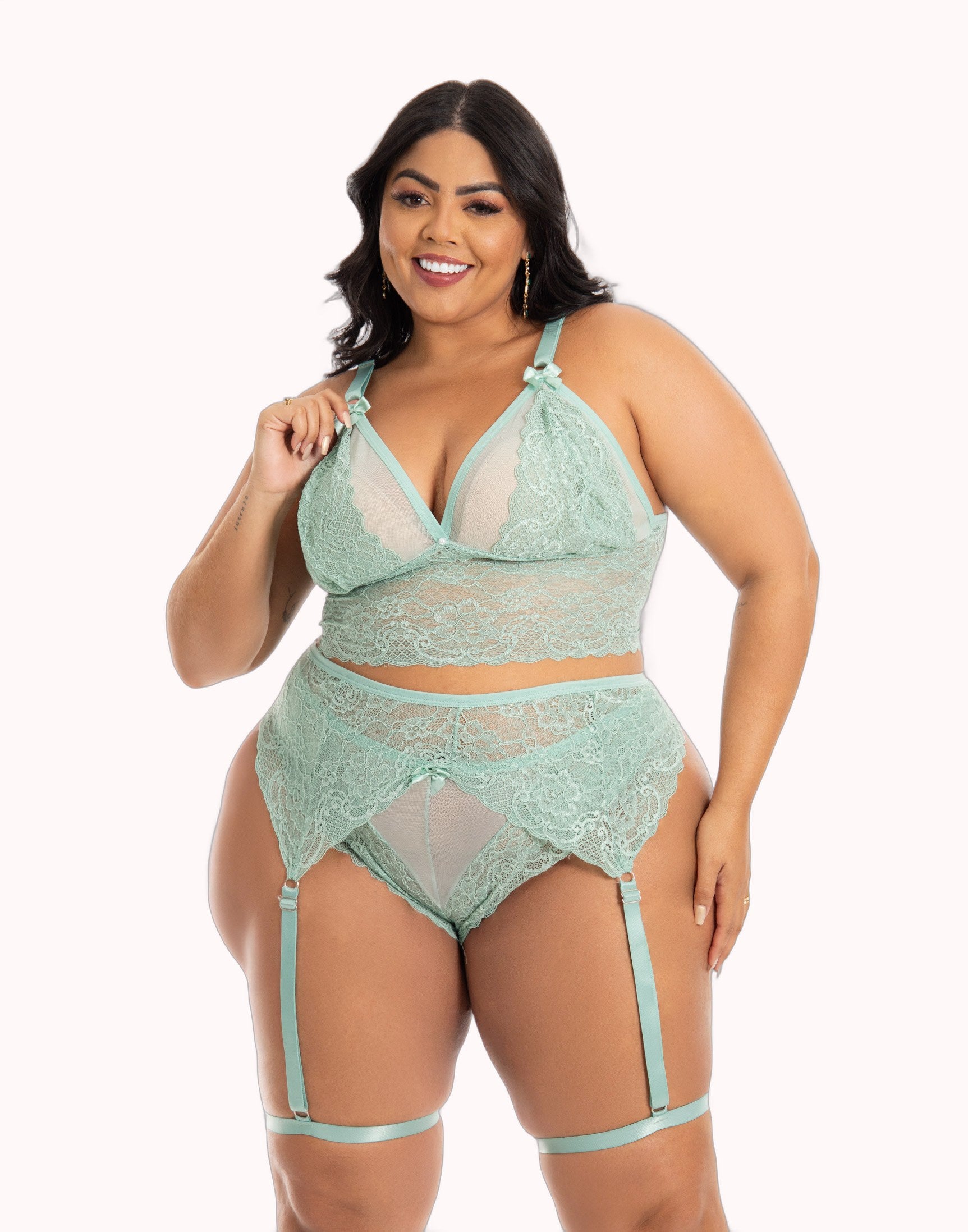 Lingerie Com Cinta Liga Plus Size – Doce Malícia