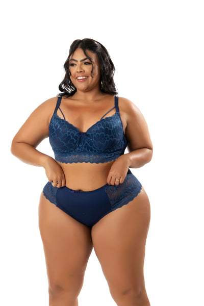 Lingerie Plus Size em Renda em azul – Doce Malícia