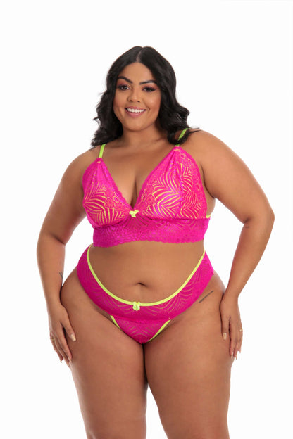 Lingerie Plus Size Neon em Amarelo Neon – Doce Malícia