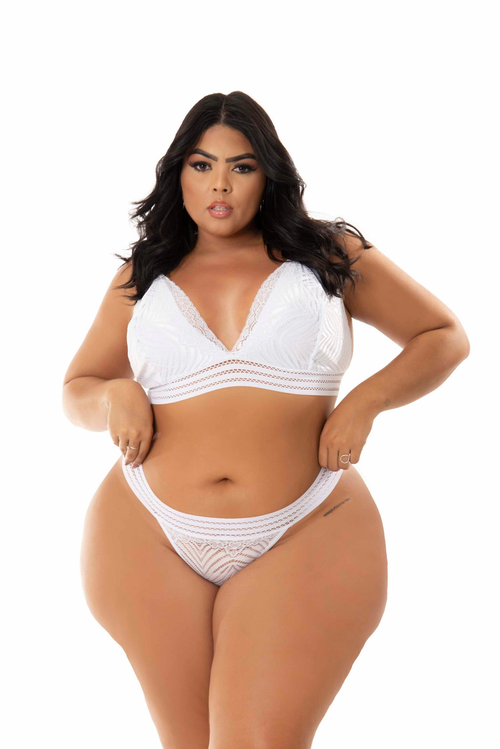Lingerie sensual Plus Size em Branco – Doce Malícia